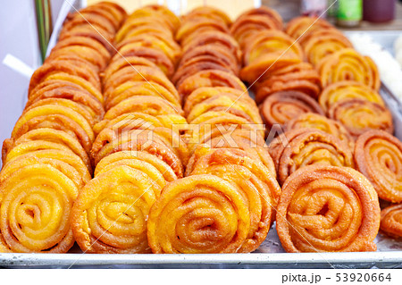 Indian sweet dish Jalebi. Delicious indian sweet. 53920664