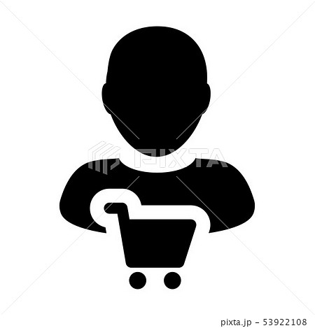 Shop icon vector with male customer person profile 53922108