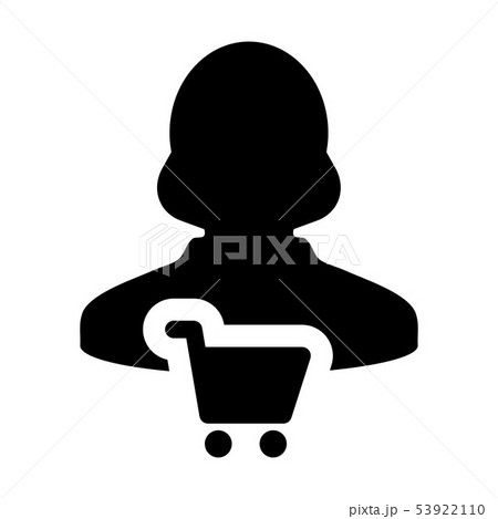 Supermarket icon vector with female customer Supermarket icon vector with female customer 53922110