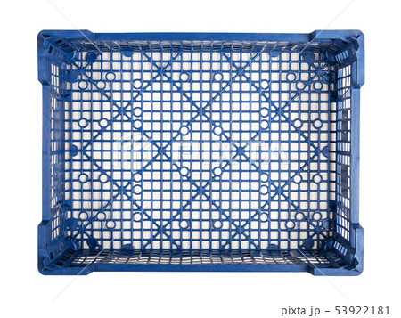 Empty blue plastic crate isolated on white background 53922181