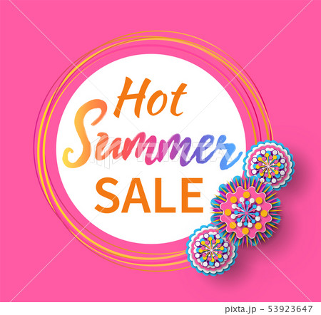 Hot Summer Sale Banner with Flourishing Flowers 53923647