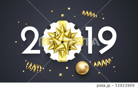 2019 Happy New Year glitter gold vector card 53923909