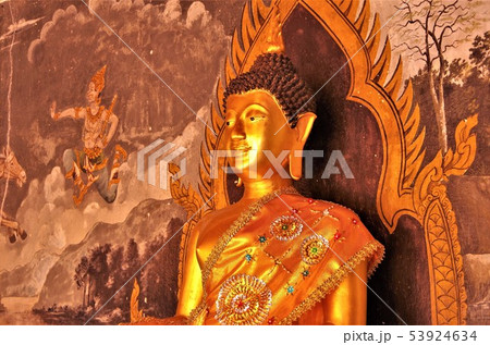 黄金色に輝くタイ仏教寺院の仏像・イメージ （チェンマイ） 53924634