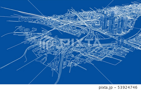 Outline city concept. Wire-frame style 53924746