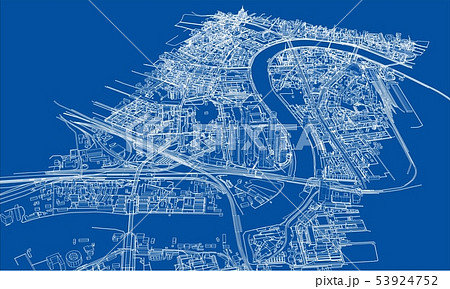 Outline city concept. Wire-frame style 53924752