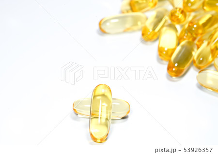 Fish oil capsule on isolated white background. 53926357