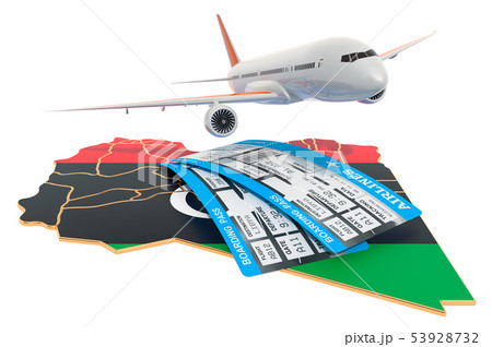 Flights to Libya concept. 3D rendering Flights to Libya concept. 3D rendering 53928732