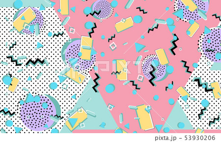 Memphis pattern. Geometric shapes. Hipster style Memphis pattern. Geometric shapes. Hipster style 53930206