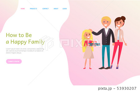How to Be Happy Family Kid Giving Present Holiday How to Be Happy Family Kid Giving Present Holiday 53930207