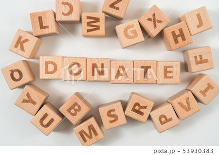 Donate wooden blocks of business concept isolated Donate wooden blocks of business concept isolated 53930383