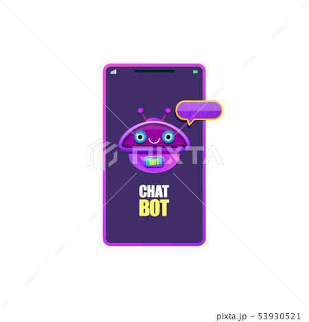 cute chatbot character or smart phone intelligent assistant isolated on white background. Vector 53930521