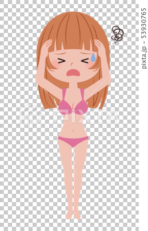 悩んでいる水着姿の若い女性 悩んでいる水着姿の若い女性 53930765