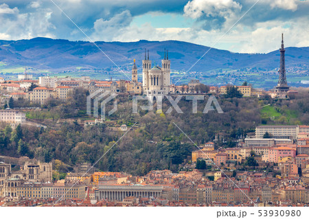 Lyon. Aerial view of the city on a sunny day. Lyon. Aerial view of the city on a sunny day. 53930980