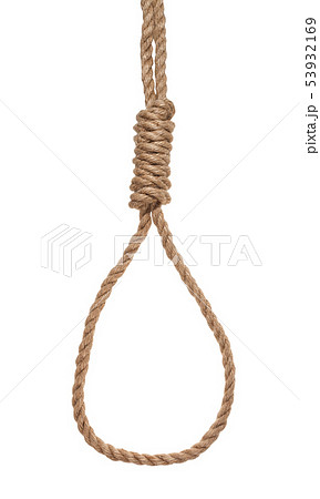another side of hangman's knot tied on jute rope 53932169