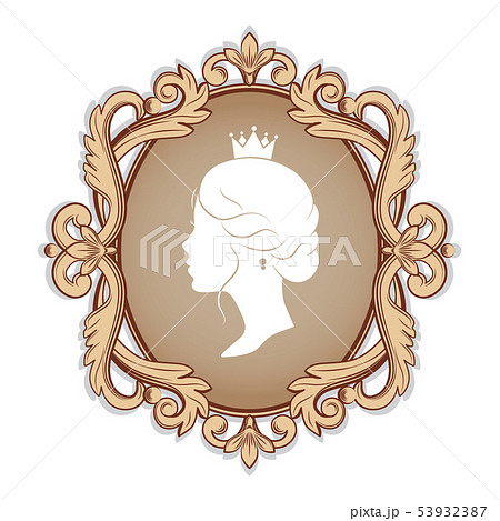 Profile Silhouette Of A Princess In Frameのイラスト素材