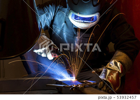 Industrial steel welder in factory welder, 53932457