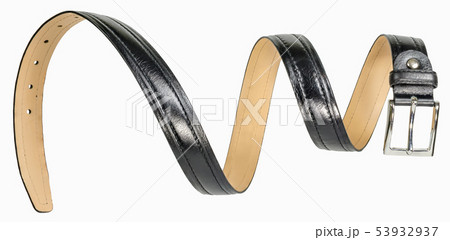 Black leather men's belt in form of spiral Black leather men's belt in form of spiral 53932937