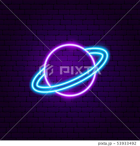Saturn Planet Neon Labelのイラスト素材 53933492 Pixta