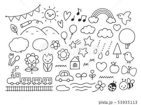 子どもかわいい幼稚園ペン画のイラスト素材 53935113 Pixta