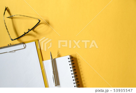 Office desk top view Office desk top view 53935547