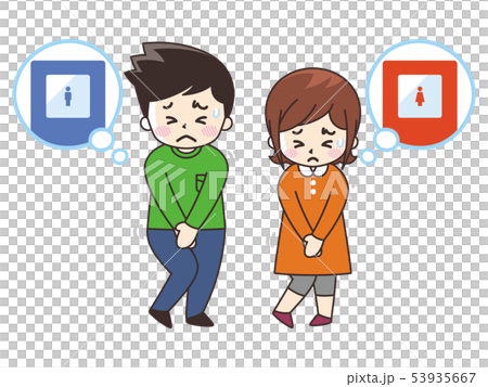 トイレを我慢する若い男女 53935667