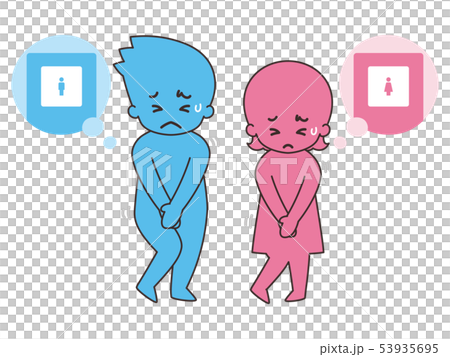 Male and female silhouettes tolerating the toilet 53935695