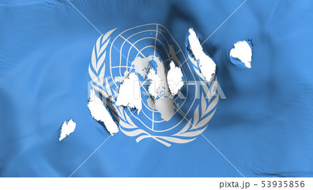 United Nations flag perforated, bullet holes 53935856