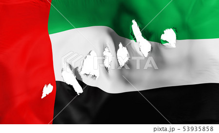 United Arab Emirates flag perforated, bullet holes 53935858