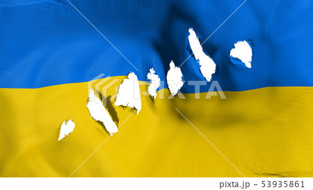 Ukraine flag perforated, bullet holes Ukraine flag perforated, bullet holes 53935861