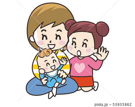 若い女性と赤ちゃんと女の子 53935862