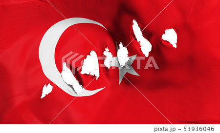 Turkey flag perforated, bullet holes 53936046