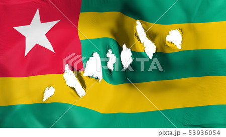 Togo flag perforated, bullet holes 53936054