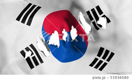 South Korea flag perforated, bullet holes South Korea flag perforated, bullet holes 53936080
