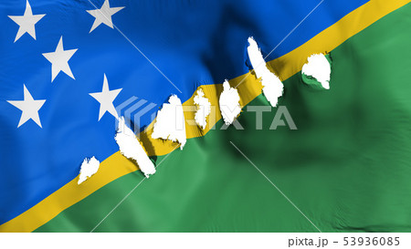 Solomon Islands flag perforated, bullet holes 53936085