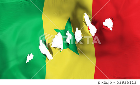 Senegal flag perforated, bullet holes Senegal flag perforated, bullet holes 53936113