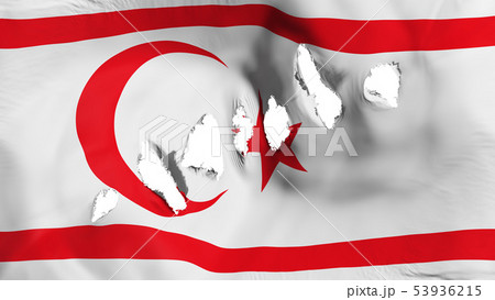 Northern Cyprus flag perforated, bullet holes 53936215