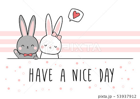 Cute rabbit bunny cartoon doodle banner wallpaper - Stock Illustration  [53937912] - PIXTA