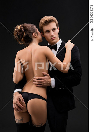 Passionate young couple of lovers in passion  53939875