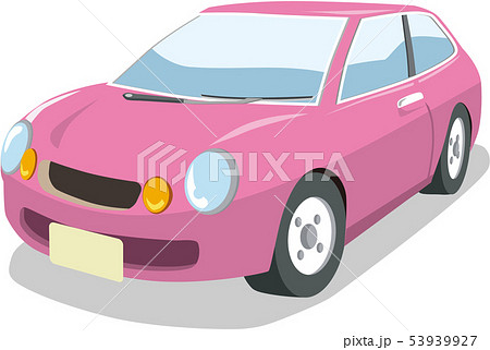 車3ピンクのファミリーカーのイラスト素材