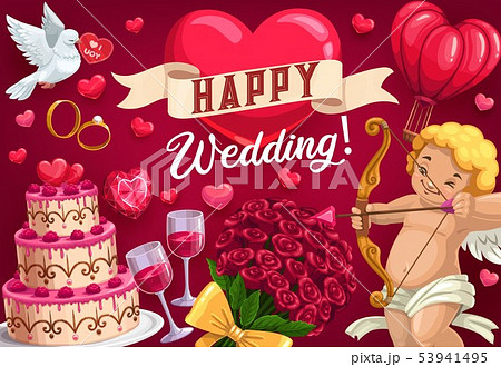 Save the date, wedding day symbol. Cupid and cake Save the date, wedding day symbol. Cupid and cake 53941495