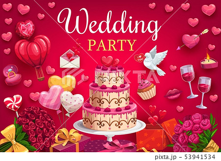Marriage and wedding party, symbols of love, doves Marriage and wedding party, symbols of love, doves 53941534