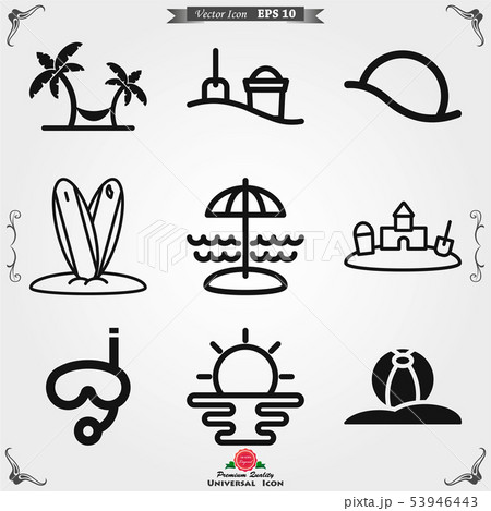Beach icon vector of vacation and tourism, summer 53946443