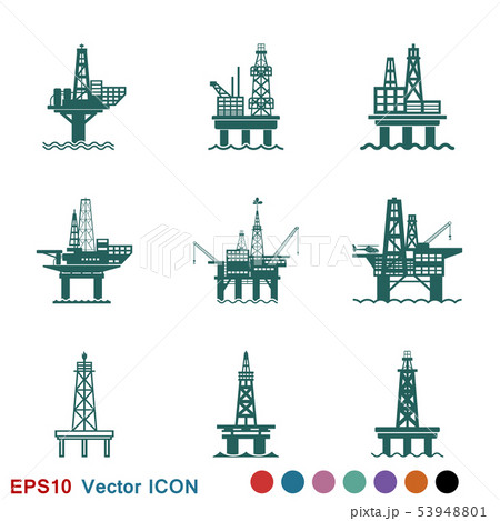 Oil platform iconfuel production logo, 53948801