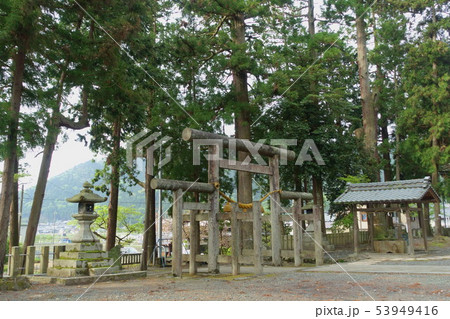 滋賀県長浜市木之本町の伊香具神社の鳥居と境内 滋賀県長浜市木之本町の伊香具神社の鳥居と境内 53949416