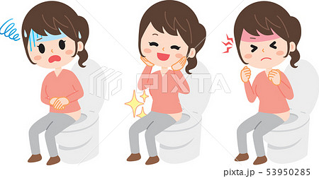 トイレ　女性　イラスト　３種類 53950285