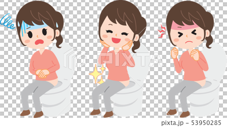 トイレ　女性　イラスト　３種類 53950285