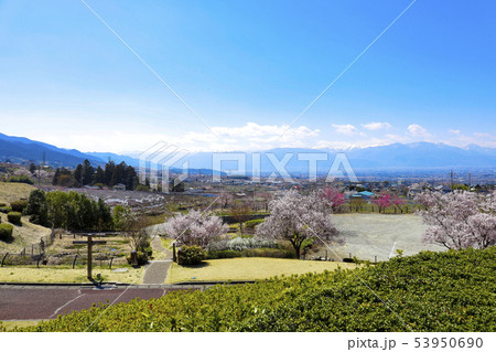 【山梨県】春のみさか桃源郷公園からの眺望 53950690