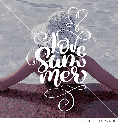 Woman in white hat lies on beach. Template for social networks instagram story. Hand drawn Woman in white hat lies on beach. Template for social networks instagram story. Hand drawn 53952636