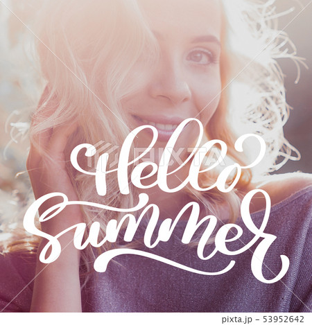 Beautiful smiling woman. Template for social networks instagram story. Hand drawn Motivation Quote Beautiful smiling woman. Template for social networks instagram story. Hand drawn Motivation Quote 53952642