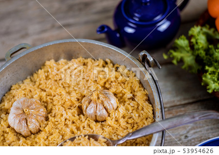 Arabic national pilaf with lamb, carrots, pepper Arabic national pilaf with lamb, carrots, pepper 53954626